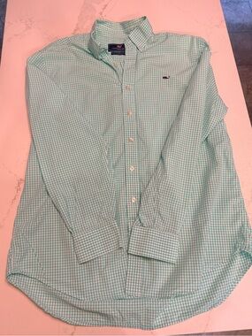 Vineyard Vines Mint Green Gingham Button-Down Shirt